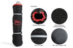 Black healing slim boot with red drawstring closure, featuring MediPaw branding, on a white background with product features highlighted.