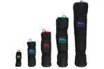 Set of black protective MediPaw boots with brand logos on a white background
